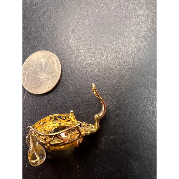 Citrine Enhancer Pendant Gold Over 925 w/ White Topaz & Citrine Drops - Picture 11 of 16